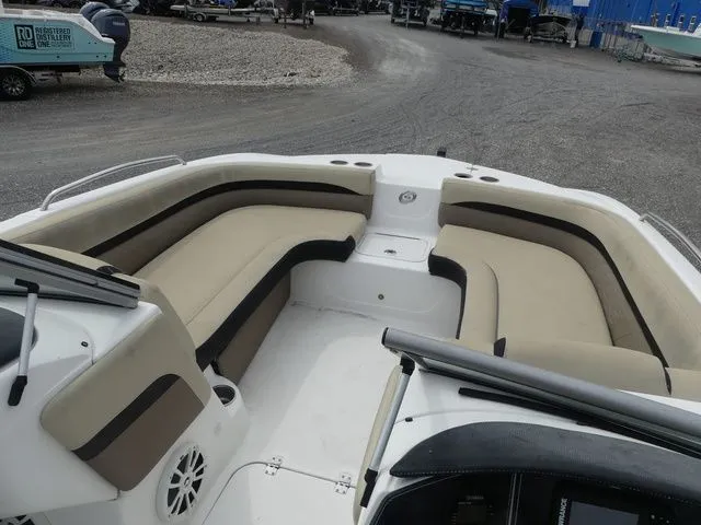 Slide: The Image of Interior view of a 2019 Hurricane SunDeck 217 OB boat. - 12