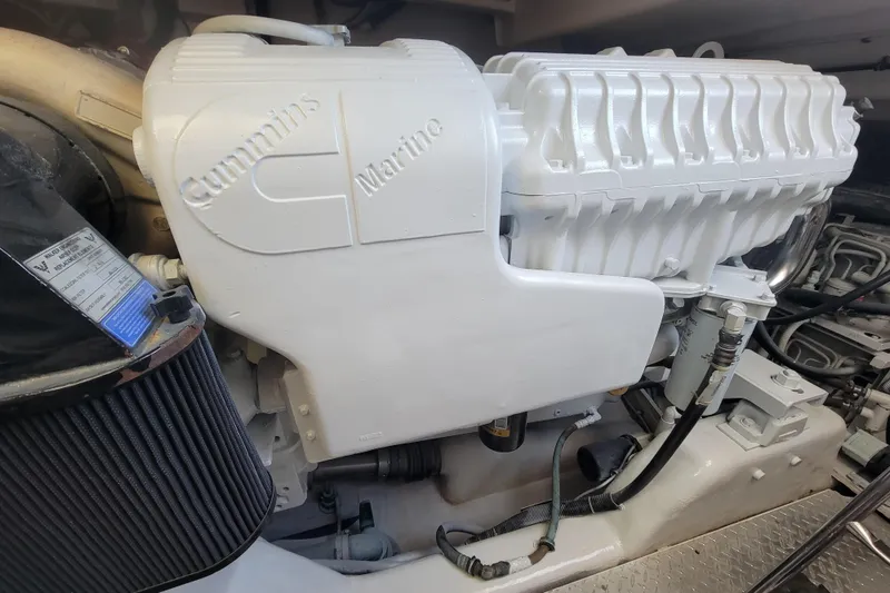 Slide: The Image of Cummins Marine engine in a 2005 Tiara Yachts 4400 Sovran. - 21