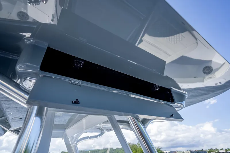 Slide: The Image of Billfish 39 boat roof detail, 2027 model, showcasing sleek design and sturdy construction. - 9
