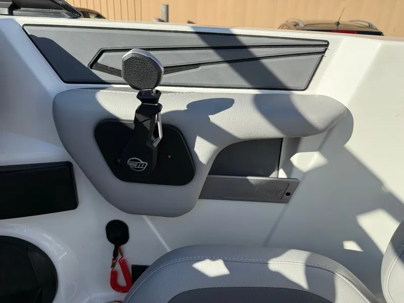 Slide: The Image of Interior of 2022 Malibu Wakesetter 21 LX with gray accents. - 13