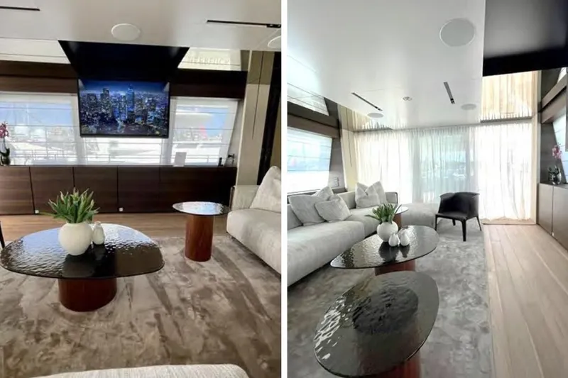 Slide: The Image of Luxurious 2023 Custom Line Navetta 33 yacht cruising on serene blue waters. - 16