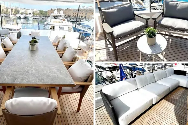 Slide: The Image of Luxurious 2023 Custom Line Navetta 33 yacht with jacuzzi on deck, cruising in clear waters. - 17