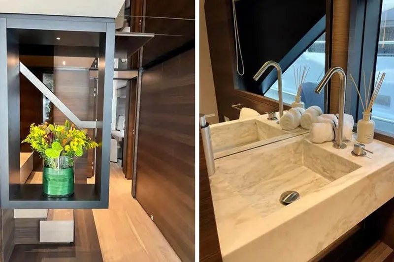 Slide: The Image of Luxurious 2023 Custom Line Navetta 33 yacht cruising on turquoise waters. - 8