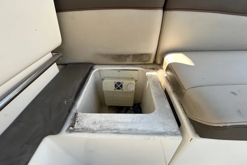 Slide: The Image of Interior cabin view of 2014 Sea Ray Sundancer 260 with skylight and seating. - 58