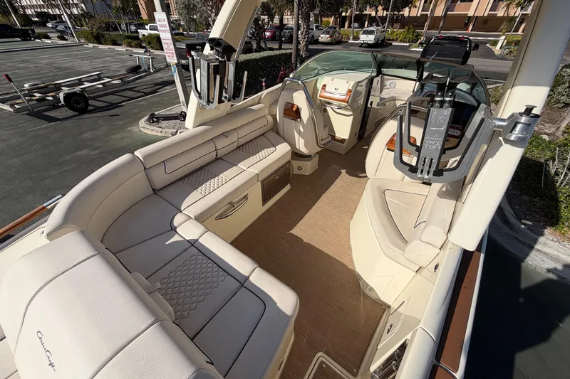 Slide: The Image of 2023 Chris-Craft Launch 28 GT interior with luxurious seating and modern dashboard. - 5