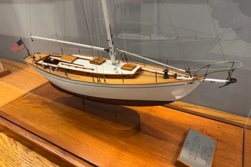 Slide: The Image of Model of a 1938 Philip Rhodes Cutter sailboat on display with detailed craftsmanship. - 3