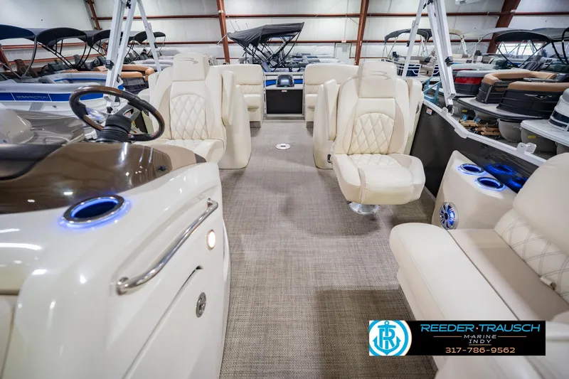 Slide: The Image of Luxurious interior of 2015 Bennington 2350 RSR pontoon boat with plush seating and modern design. - 17