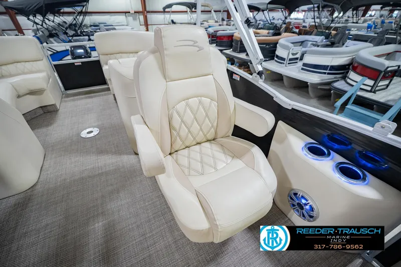 Slide: The Image of Luxurious interior of 2015 Bennington 2350 RSR pontoon boat with plush seating. - 28