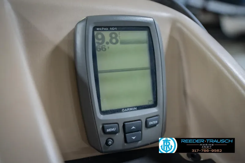 Slide: The Image of Garmin Echo 101 fishfinder on 2015 Bennington 2350 RSR boat dashboard. - 39