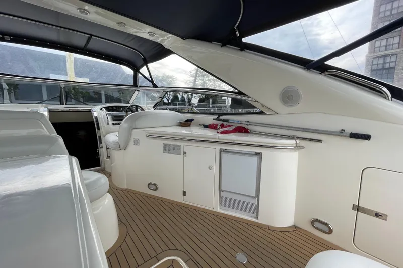 Slide: The Image of Interior view of 1997 Sunseeker Camargue 51 yacht with sleek design and modern amenities. - 4