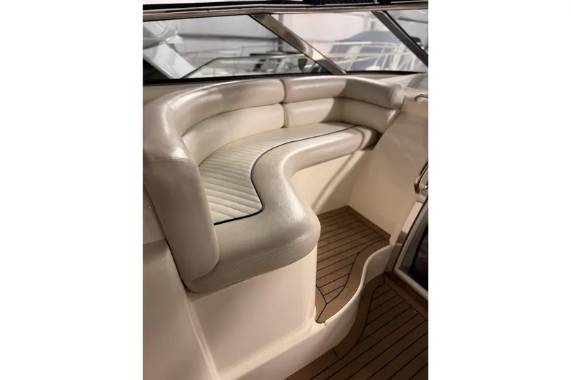 Slide: The Image of Luxurious seating area on a 1997 Sunseeker Camargue 51 yacht with elegant design. - 6