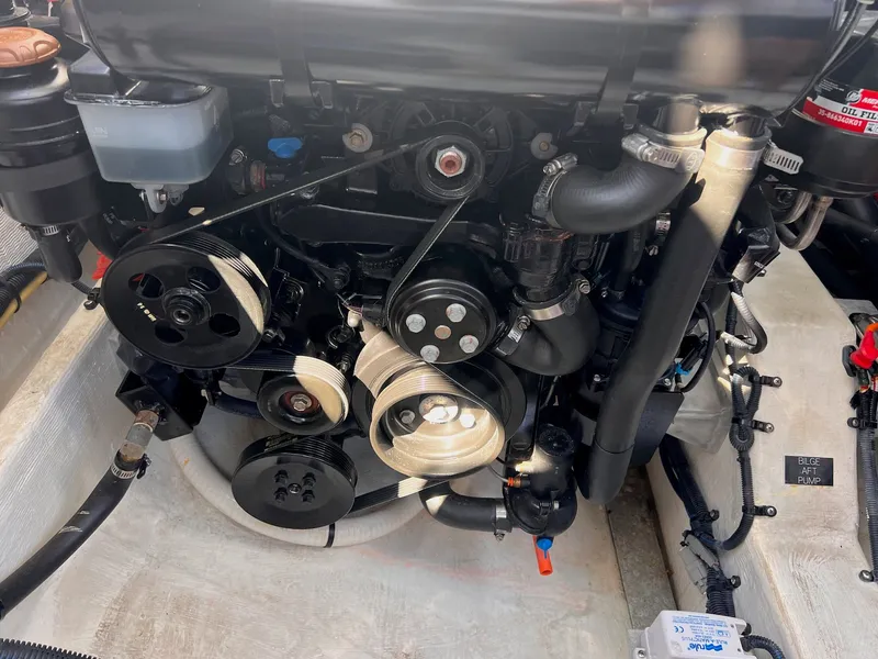 Slide: The Image of Engine compartment of 2019 Cruisers Yachts 338 CX South Beach Bow Rider. - 35