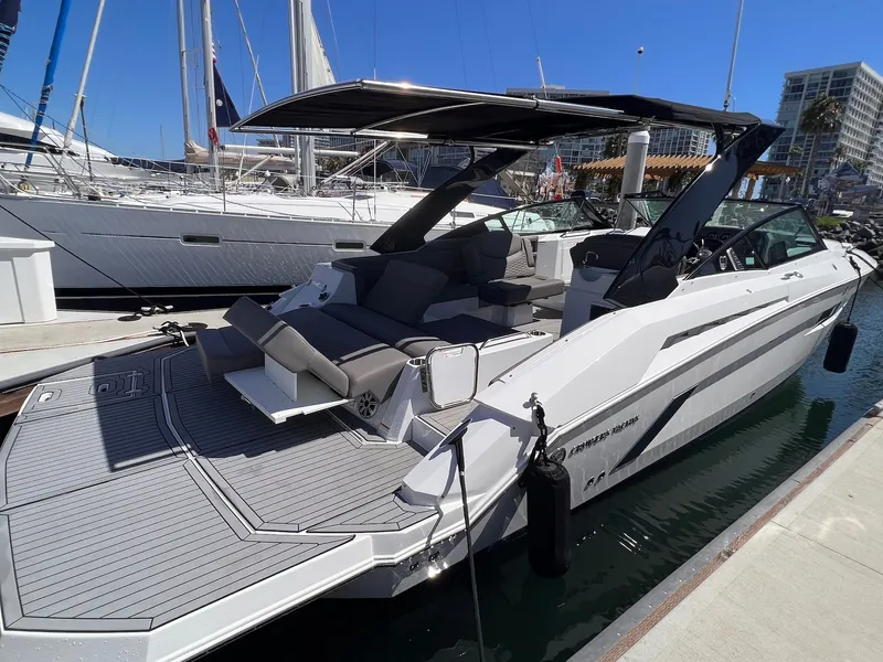 Slide: The Image of 2019 Cruisers Yachts 338 CX South Beach Bow Rider at dock. - 5