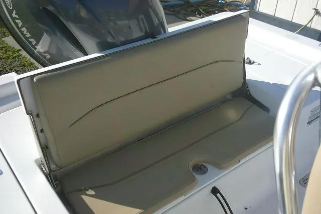 Slide: The Image of 2017 Sportsman Masters 207 Bay Boat with beige seating and Yamaha engine. - 24