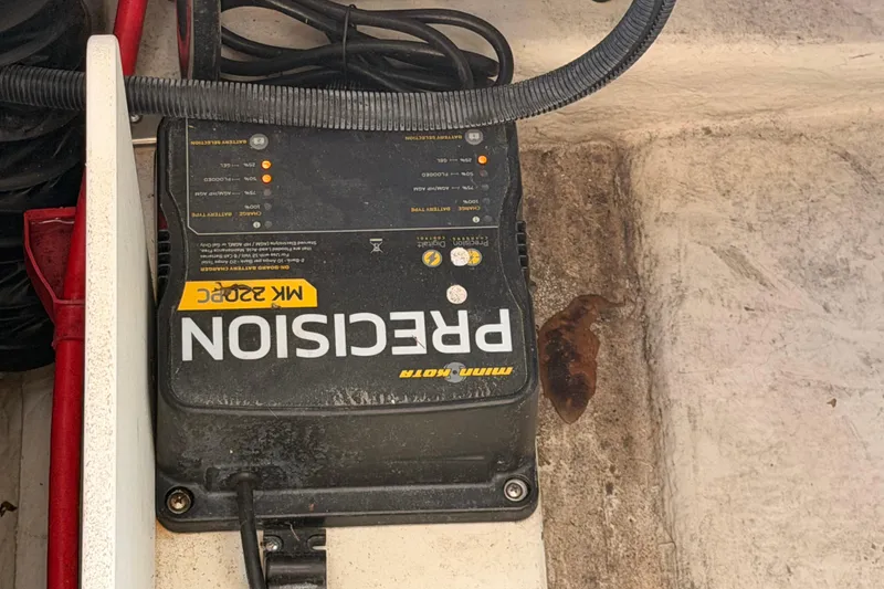 Slide: The Image of Battery charger in a 2017 Cobalt R3 boat, featuring Minn Kota Precision MK 220PC. - 34