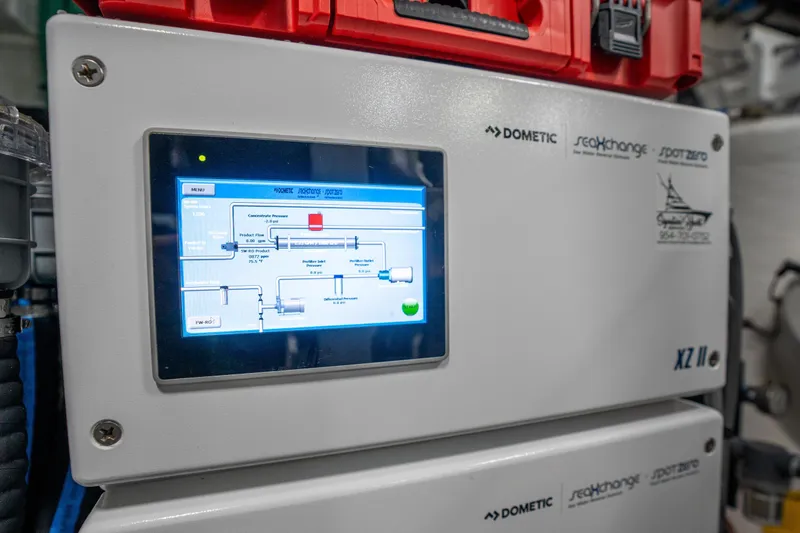 Slide: The Image of Control panel of a Dometic SeaXchange watermaker on a 2021 Princess Y85 yacht. - 39