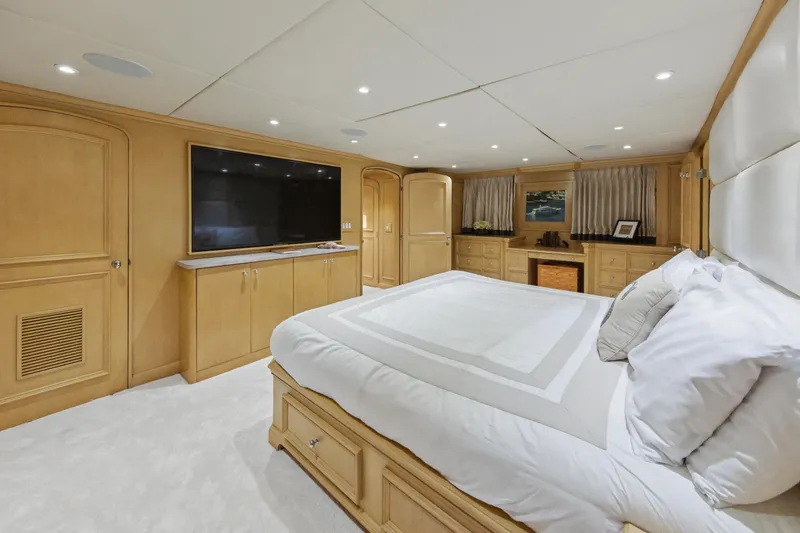 Slide: The Image of Luxurious bathroom on 2002 Ocean Alexander 120 Megayacht with dual sinks and elegant decor. - 40