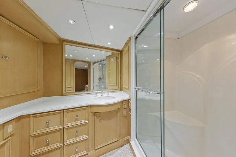 Slide: The Image of Luxurious helm of 2002 Ocean Alexander 120 Megayacht with ocean view. - 53