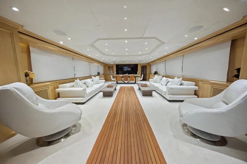 Slide: The Image of Luxurious interior of 2002 Ocean Alexander 120 Megayacht with elegant seating and modern design. - 6