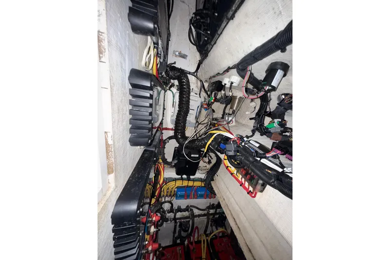 Slide: The Image of Electrical wiring and components inside a 2020 Streamline 45 vehicle. - 119