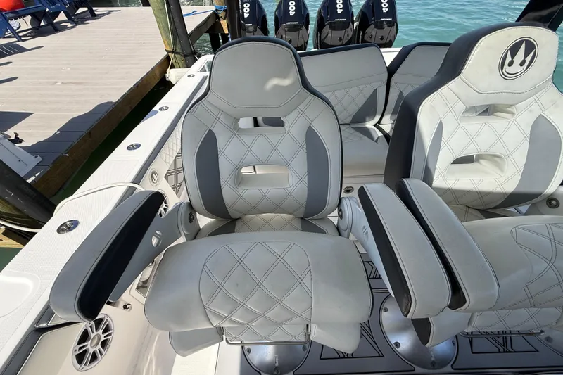 Slide: The Image of Luxury seating on a 2020 Streamline 45 boat, featuring stylish design and comfort. - 61