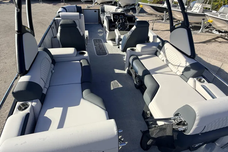 Slide: The Image of 2026 Avalon 2385 Catalina Quad Lounger, Tri Toon, high-performance boat interior with luxurious seating. - 12