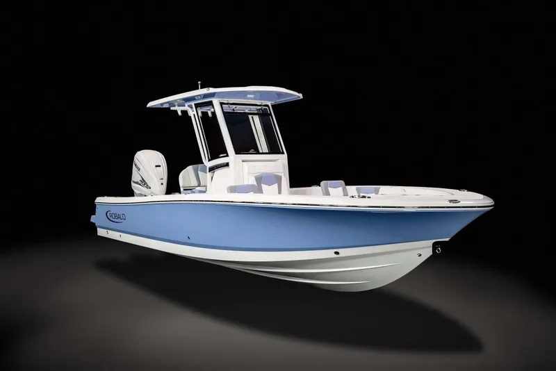 Slide: The Image of 2022 Robalo 266 Cayman boat with Yamaha 425 XTO engine, parked on a trailer. - 4