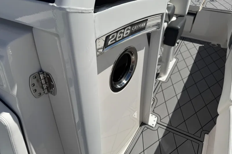 Slide: The Image of 2022 Robalo 266 Cayman boat interior with sleek design and modern features. - 69