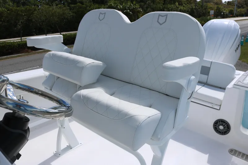 Slide: The Image of Luxurious seating on 2026 Sea Fox 248 Commander boat with diamond-stitched upholstery. - 11