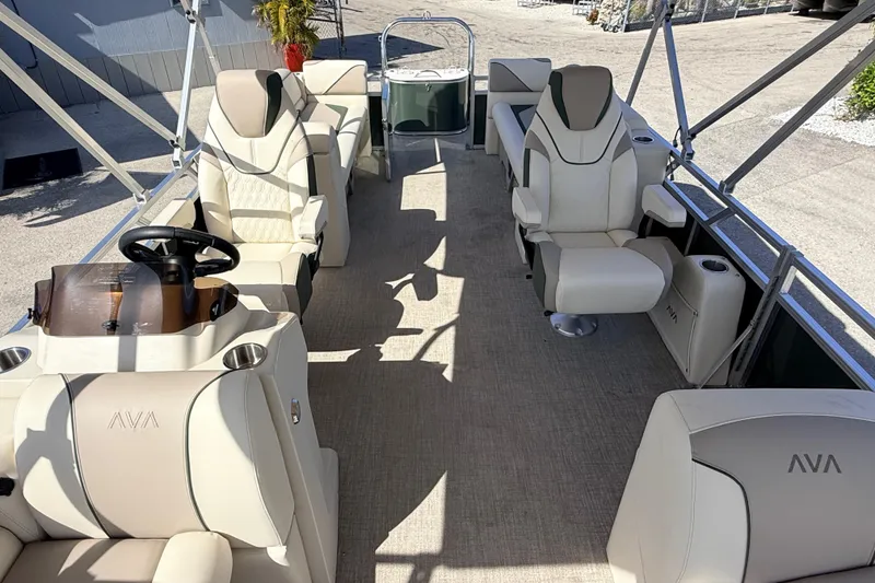 Slide: The Image of 2026 Avalon 2385 Venture 85 Quad Lounger, Tri Toon High Performance interior with luxurious seating. - 17