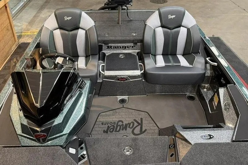 Slide: The Image of 2026 Ranger Z519R Cup-Equipped boat interior with dual seats and sleek design. - 10