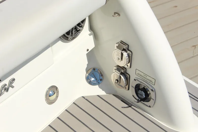 Slide: The Image of 2018 Formula 350 Crossover Bowrider fuel and waste ports on deck. - 8