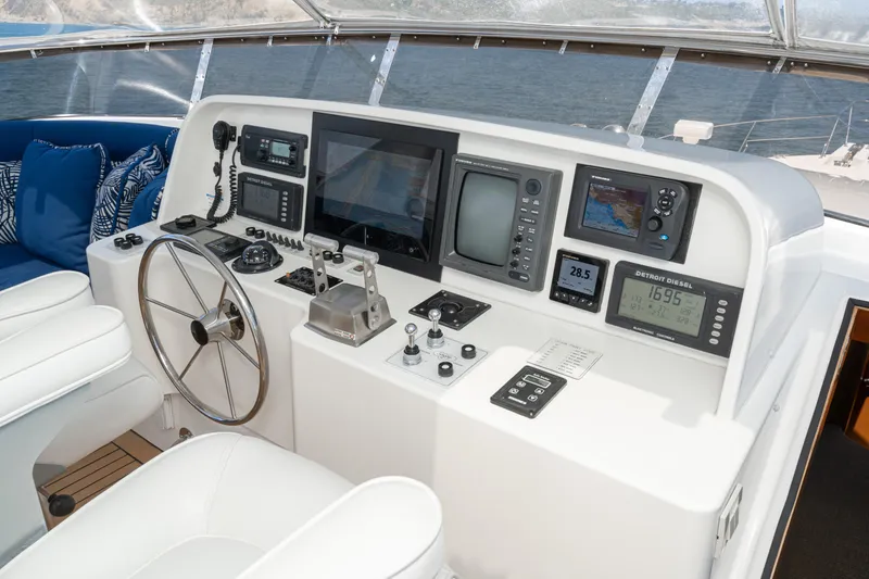 Slide: The Image of Cockpit of 2001 West Bay Sonship yacht with navigation and control systems. - 10