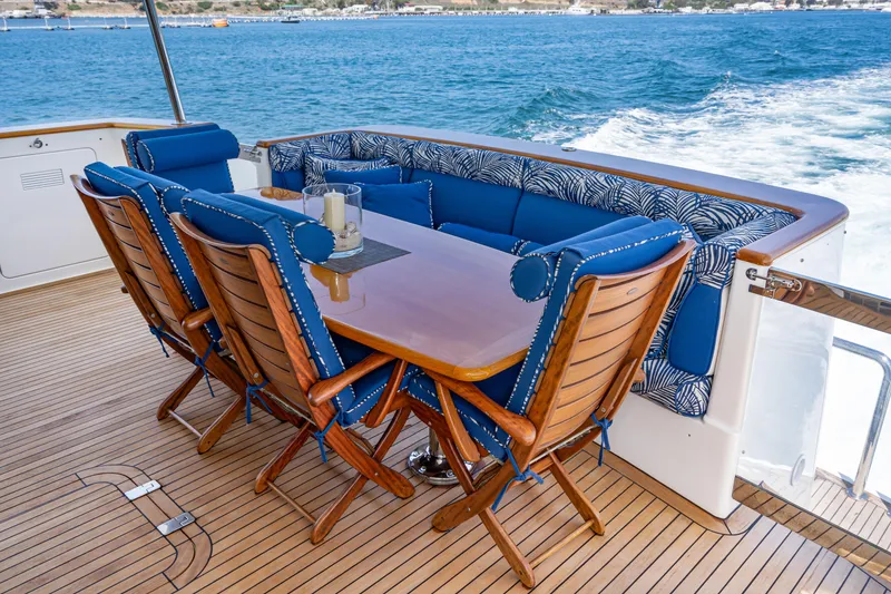 Slide: The Image of Luxury seating area on 2001 West Bay Sonship yacht with ocean view. - 4