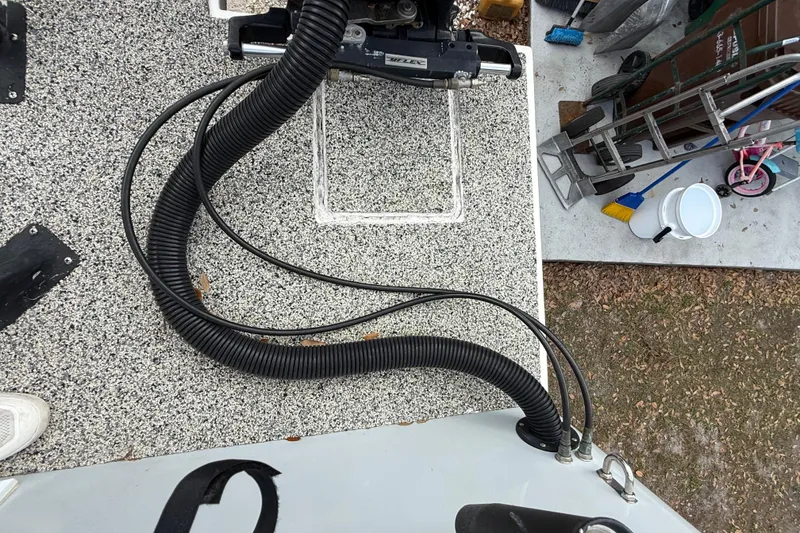 Slide: The Image of Boat deck with coiled cables, Eastward 30 model, 2022, outdoor setting. - 113