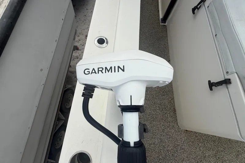 Slide: The Image of Garmin device on Eastward 30 boat, 2022 model, showcasing marine technology. - 32