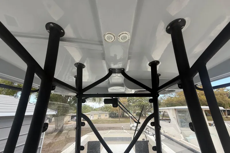Slide: The Image of Interior view of 2022 Eastward 30 boat with sturdy black framework. - 66