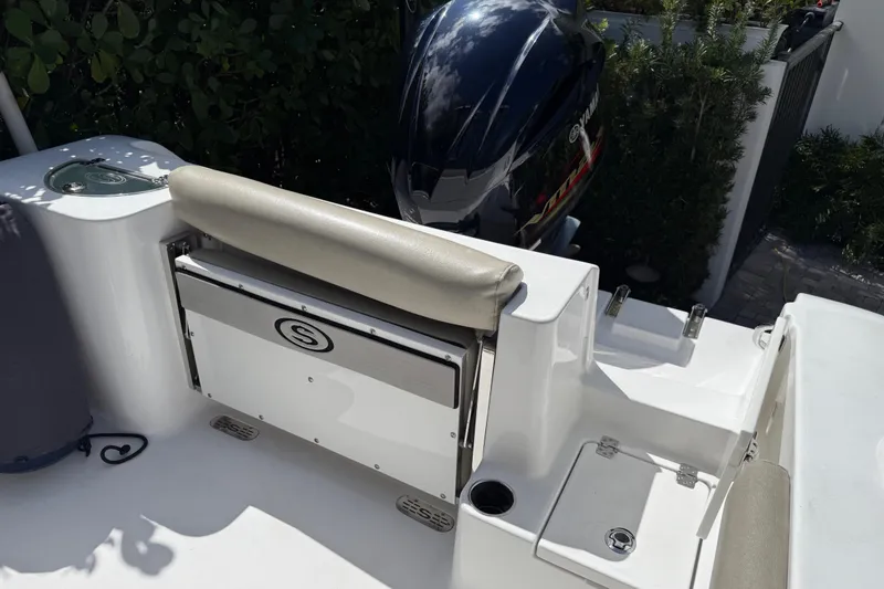 Slide: The Image of 2021 P Open 232 Center Console boat with seating and Yamaha engine. - 25