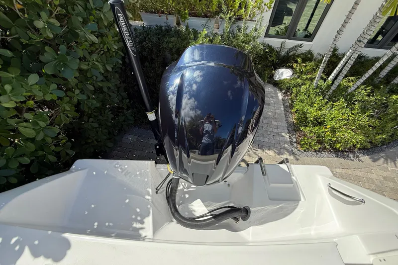 Slide: The Image of 2021 P Open 232 Center Console boat with Power-Pole, viewed from above. - 26