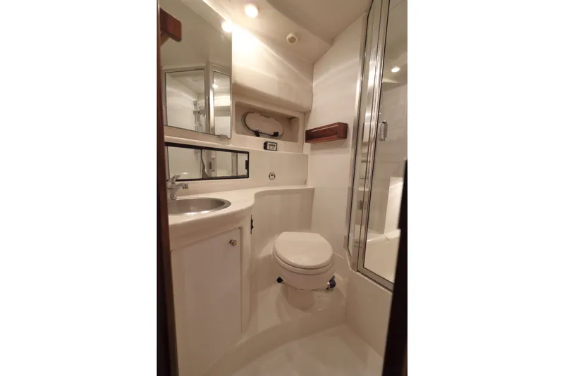 Slide: The Image of Bathroom interior of 1995 Bayliner 3988 Command Bridge Motoryacht with shower and sink. - 21