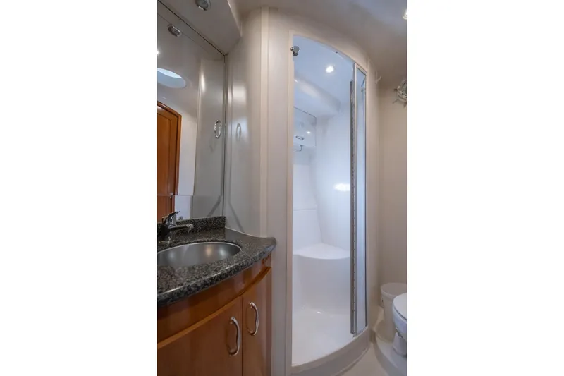 Slide: The Image of Luxurious bathroom in 2004 Carver 420 Mariner yacht with modern fixtures. - 18