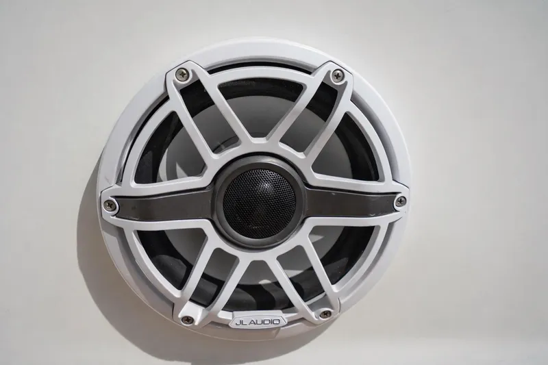 Slide: The Image of Close-up of JL Audio speaker on 2004 Carver 420 Mariner boat. - 24