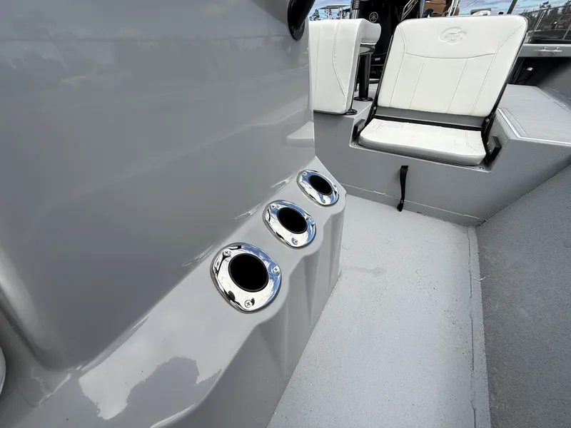 Slide: The Image of Interior of G3 Bay 20 boat, 2026 model, featuring white seats. - 9