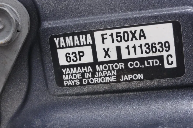 Slide: The Image of Yamaha F150XA engine label on 2012 Contender 25 Tournament boat. - 11