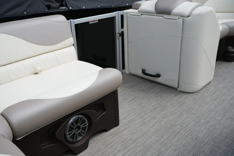 Slide: The Image of Luxurious seating on 2026 Avalon LSZ Rear Fish pontoon boat interior. - 32