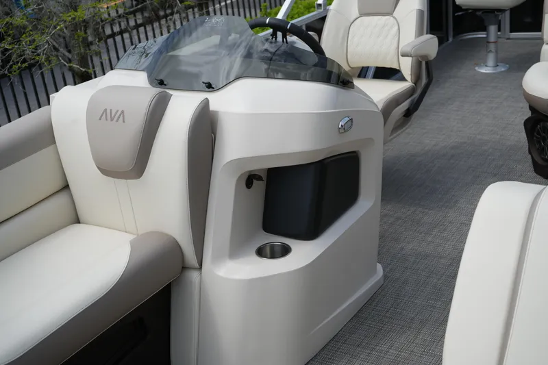 Slide: The Image of 2026 Avalon LSZ Rear Fish boat interior with modern seating and console design. - 37