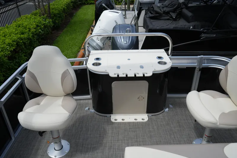 Slide: The Image of 2026 Avalon LSZ Rear Fish boat interior with seating and fishing station. - 40
