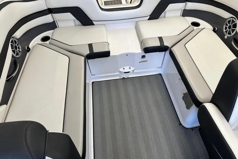 Slide: The Image of Interior of 2019 Yamaha 242 Limited S boat with sleek seating. - 7