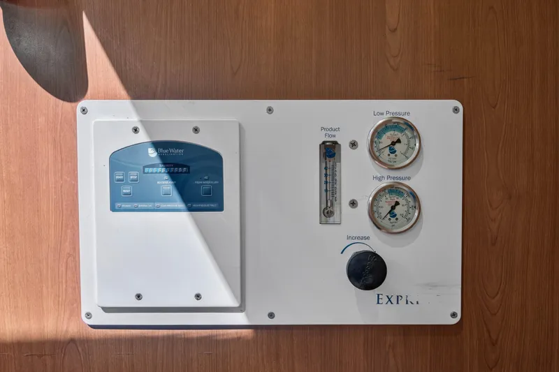 Slide: The Image of Control panel with gauges and dials on a Leopard 39, 2012 model. - 84
