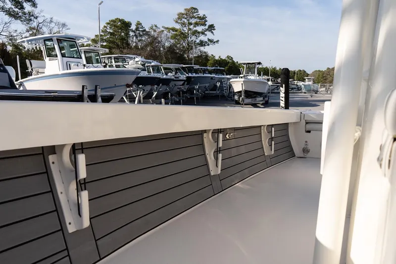 Slide: The Image of 2024 Pathfinder 2500 Hybrid boat interior with sleek design and modern features. - 15